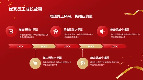 红色喜庆风优秀员工表彰PPT模板