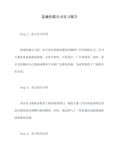 盐城传媒公司实习报告