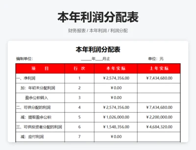本年利润分配表