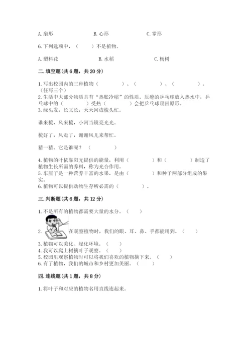 教科版科学一年级上册第一单元《植物》测试卷（综合题）.docx