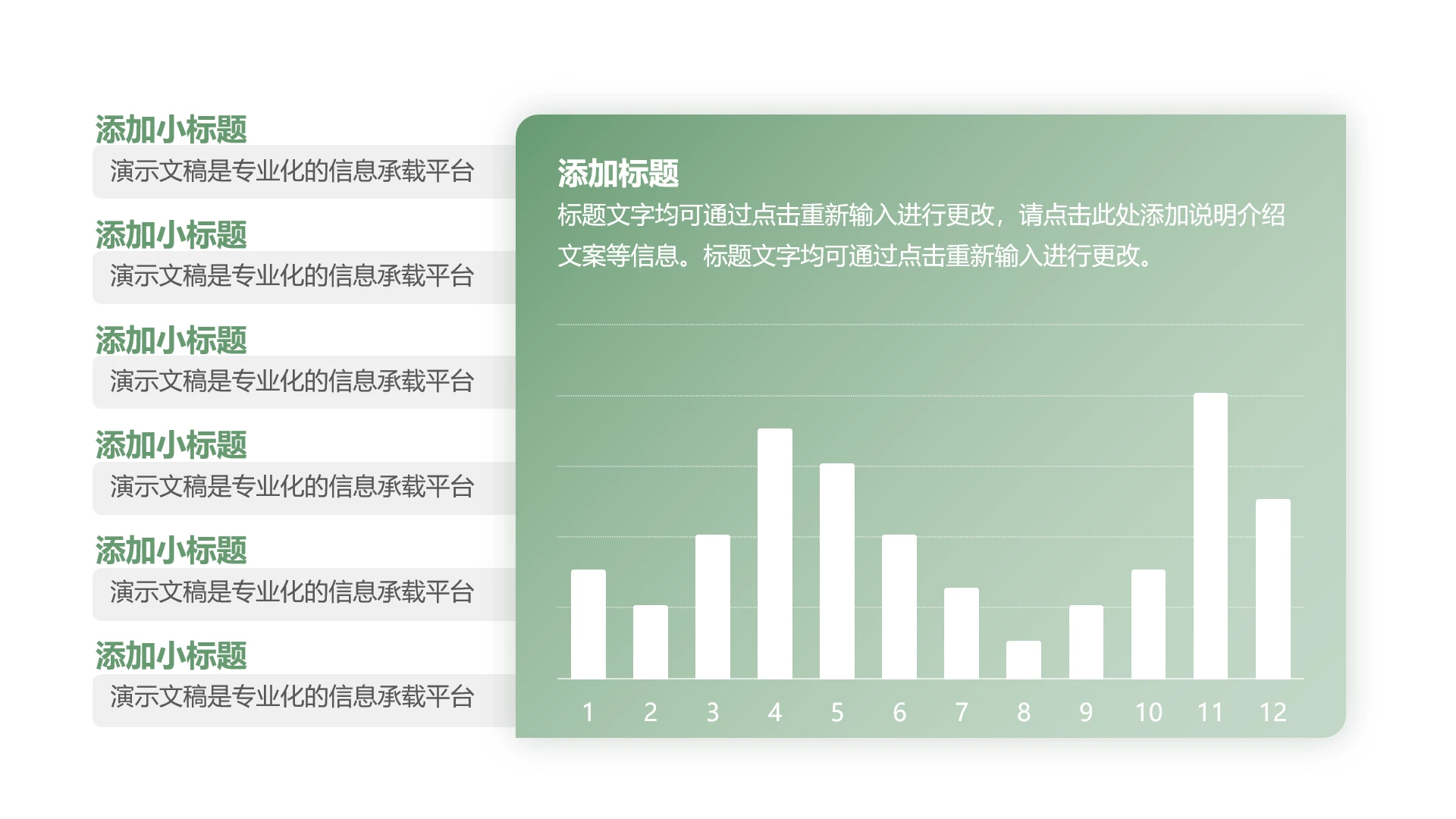 单页月度柱状图数据看板PPT模板