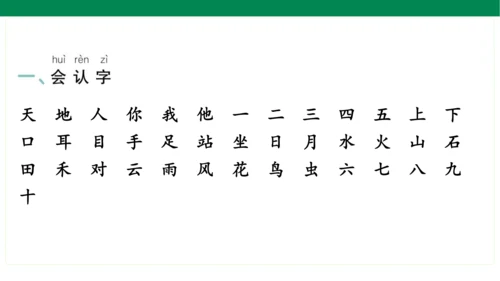 统编版语文一年级上册期中复习单元知识盘点  课件
