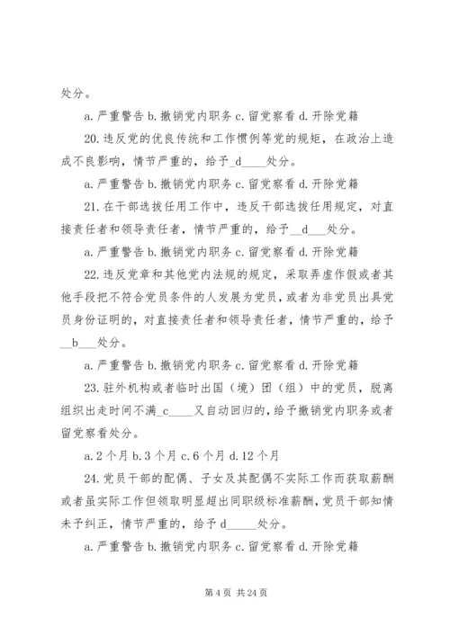 党规党纪知识竞赛参考题库简述题.docx