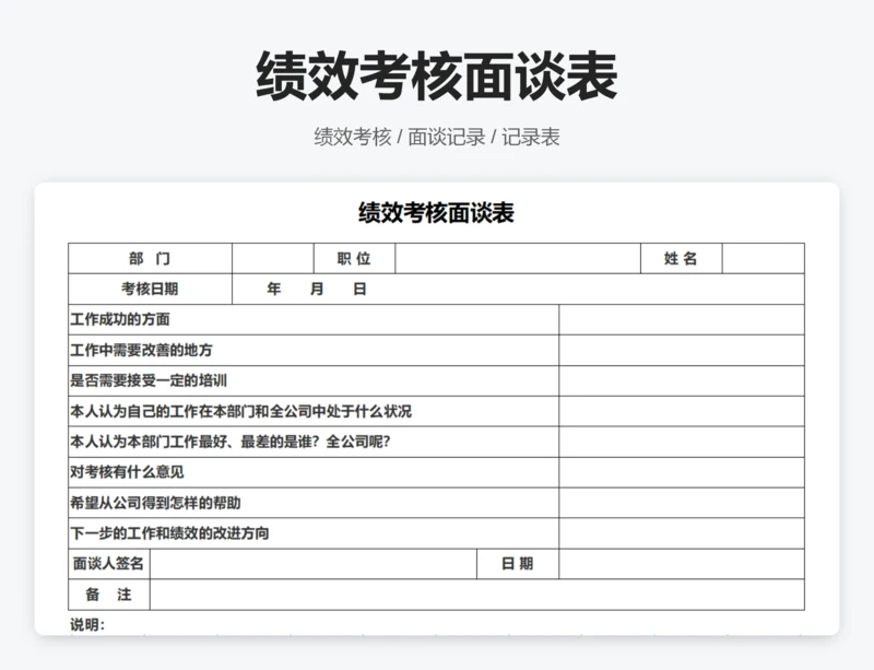 绩效考核面谈表