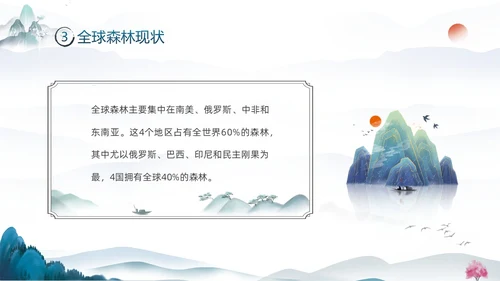 蓝色水墨中国风3月21日世界森林日保护森林爱护家园主题