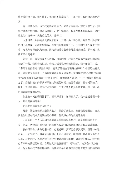 初二学生我的母亲作文500字5篇