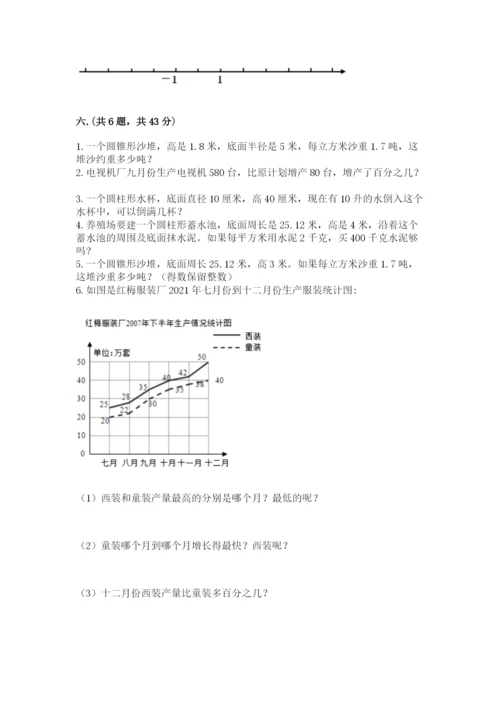 西师大版六年级数学下学期期末测试题附参考答案【夺分金卷】.docx