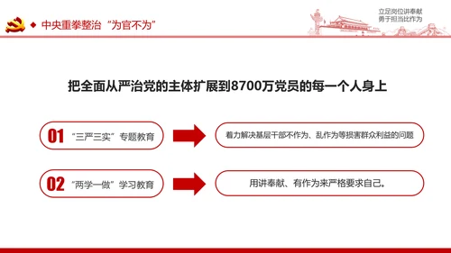 立足岗位讲奉献有作为专题党课PPT模板