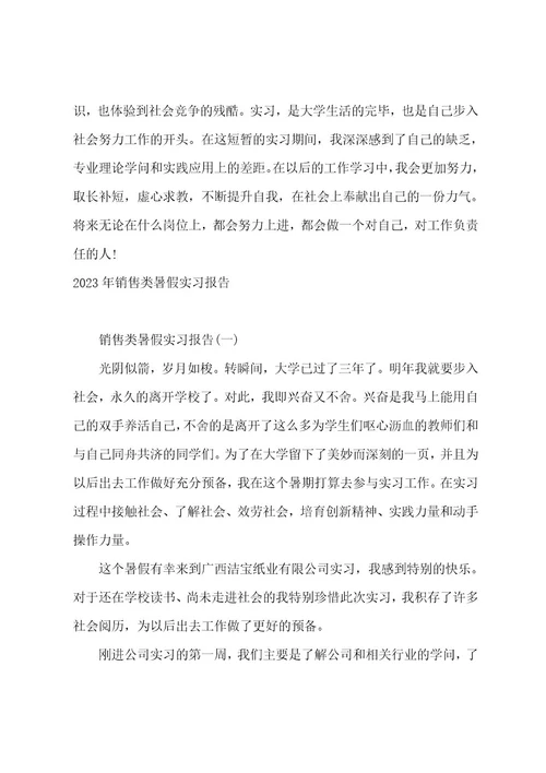 销售类暑假实习报告范文