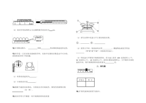 初一科学期末试卷带答案.docx