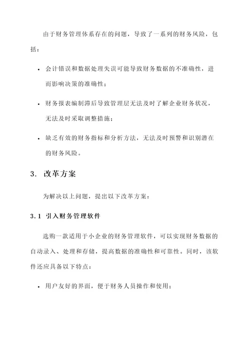 一般小企业财务改革方案