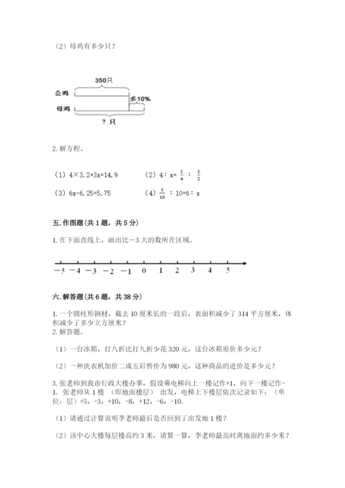 天津市津南区六年级下册数学期末测试卷最新.docx