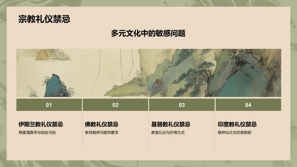蓝色水墨风文化礼仪PPT模板
