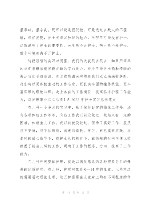 2022年护士实习总结范文【5篇】.docx