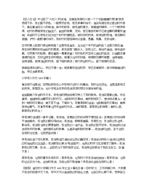 【精选】小学写人作文500字汇总5篇
