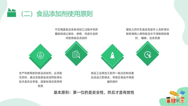 绿色插画食品添加剂PPT课件健康饮食