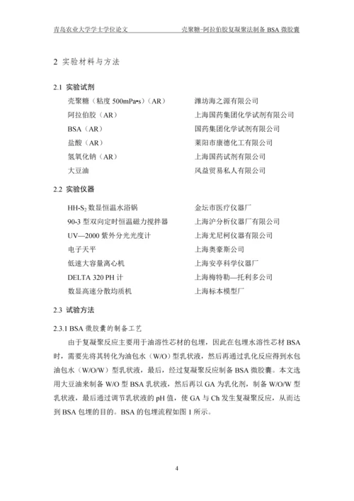 壳聚糖-阿拉伯胶复凝聚法制备BSA微胶囊毕业论文(1).docx