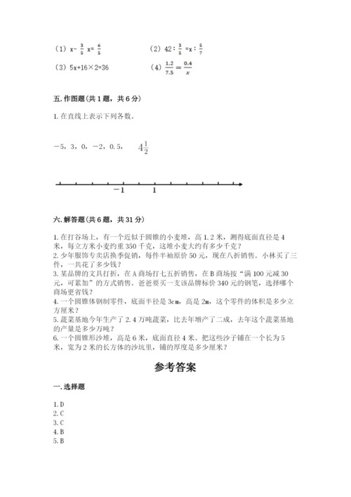 北京版六年级下册数学期末测试卷（夺分金卷）.docx