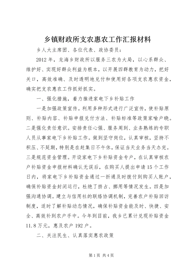 乡镇财政所支农惠农工作汇报材料.docx