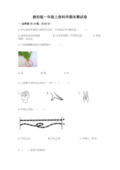 教科版一年级上册科学期末测试卷精品【含答案】.docx