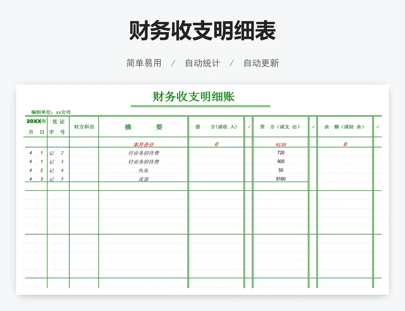 财务收支明细表