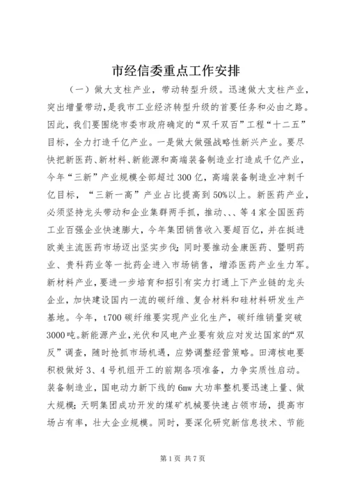 市经信委重点工作安排.docx