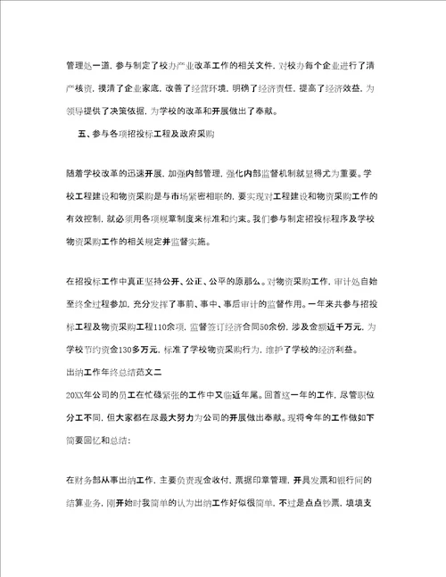 出纳年终总结范文精选