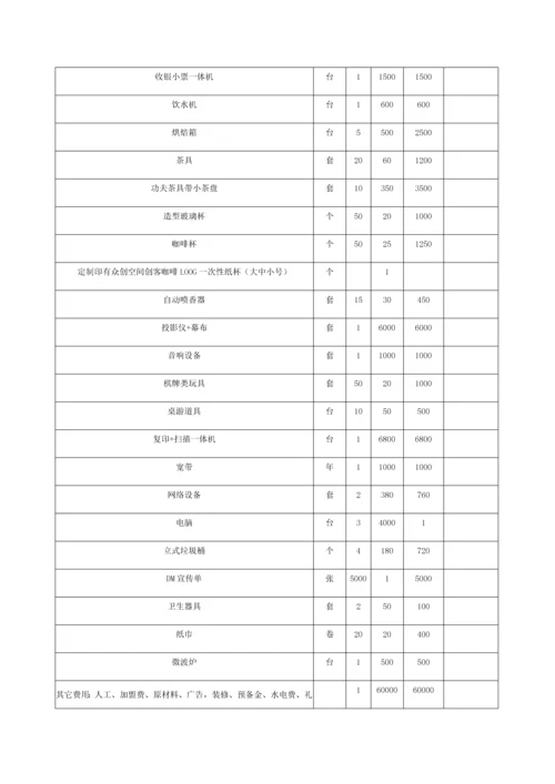 众创空间创客咖啡运营商业专项计划书.docx