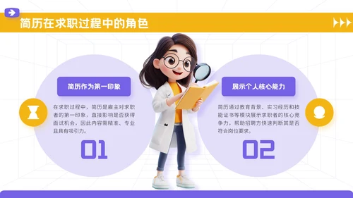 紫色3D立体风大学生个人简历模板