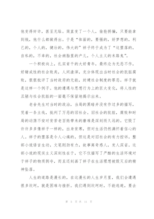 骆驼祥子小说读书心得体会六百字5篇.docx