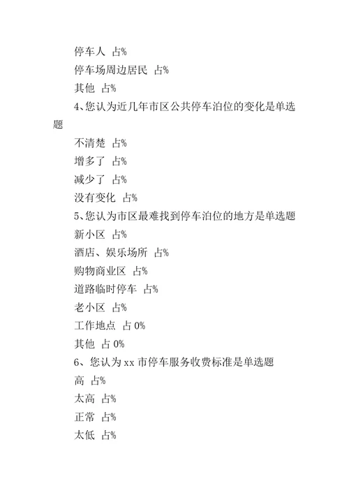 市区公共停车场建设使用管理情况问卷调查报告