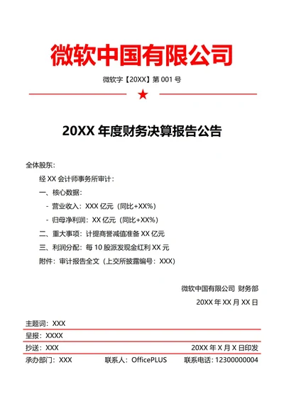 财务决算公告(红头文件)