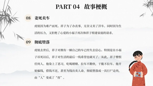 古风骆驼祥子文学读书分享课件PPT模板