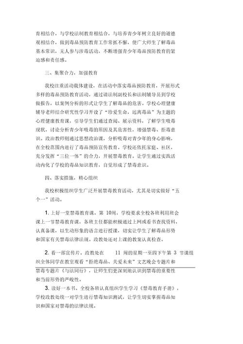 学校禁毒教育个人工作总结