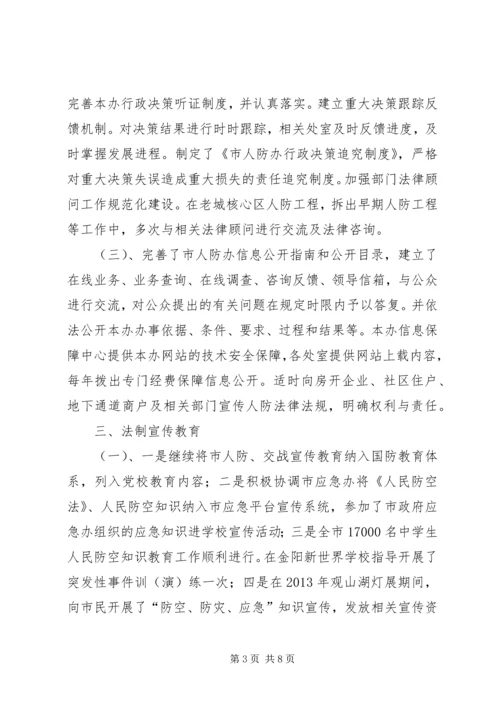 人防办依法治市工作自查总结.docx