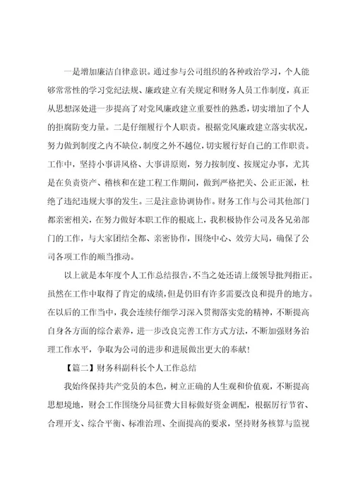 财务科副科长个人工作总结