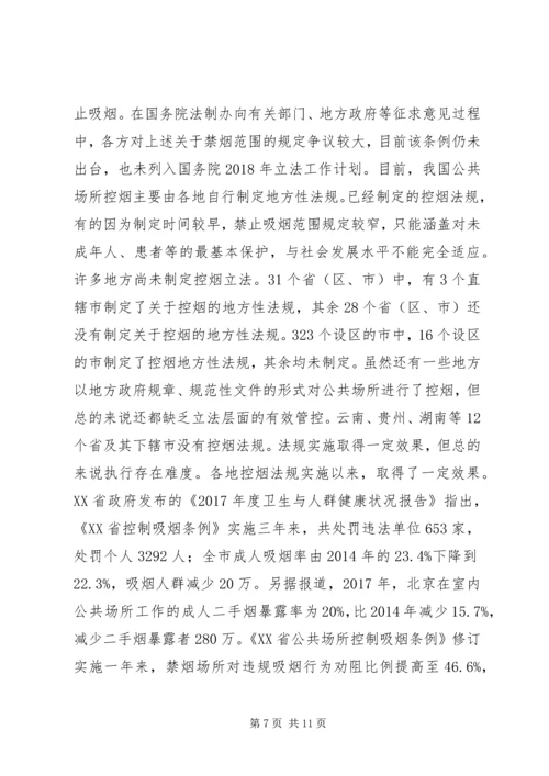 公共场所控烟立法思考.docx