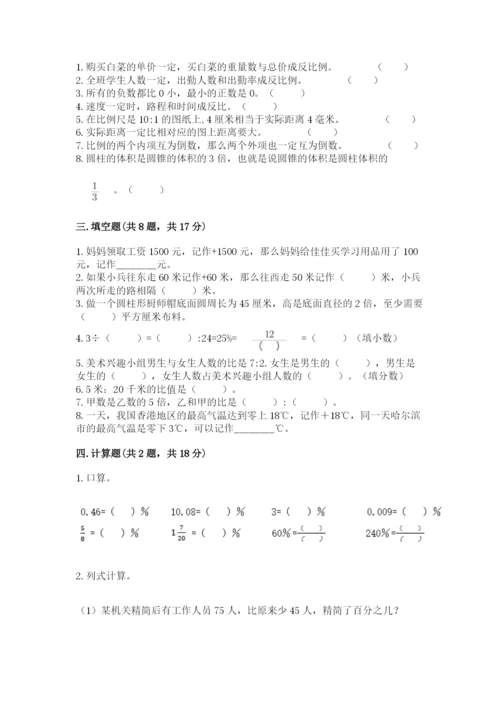 人教版六年级下册数学期末测试卷精品（名校卷）.docx