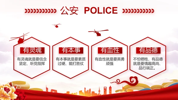 红色大气公安民警年终述职报告新年计划PPT