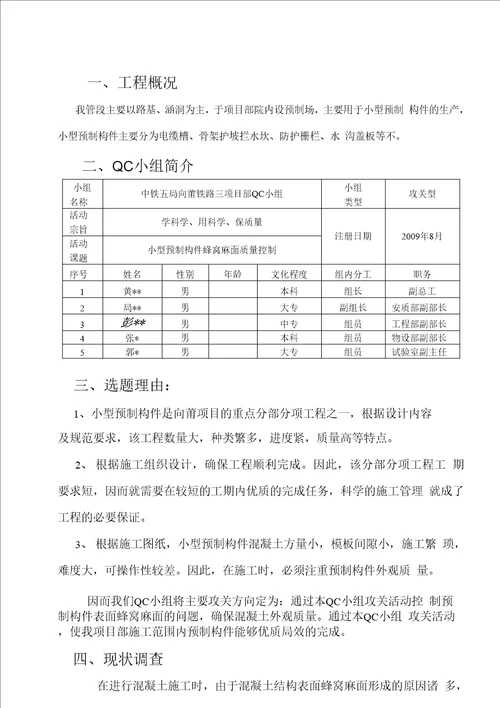 向莆铁路小型预制构件蜂窝麻面质量控制1