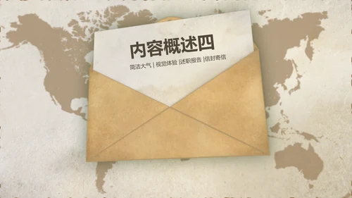 复古大气风格拆开信封ppt动态模板