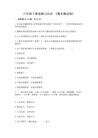 六年级下册道德与法治 《期末测试卷》及答案（新）.docx