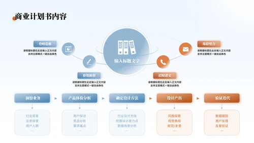 蓝橙色简约风数据内容PPT版式合集