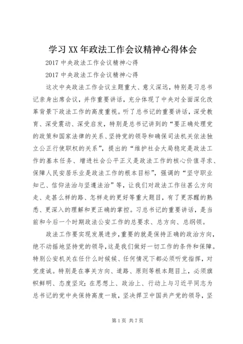 学习XX年政法工作会议精神心得体会 (3).docx