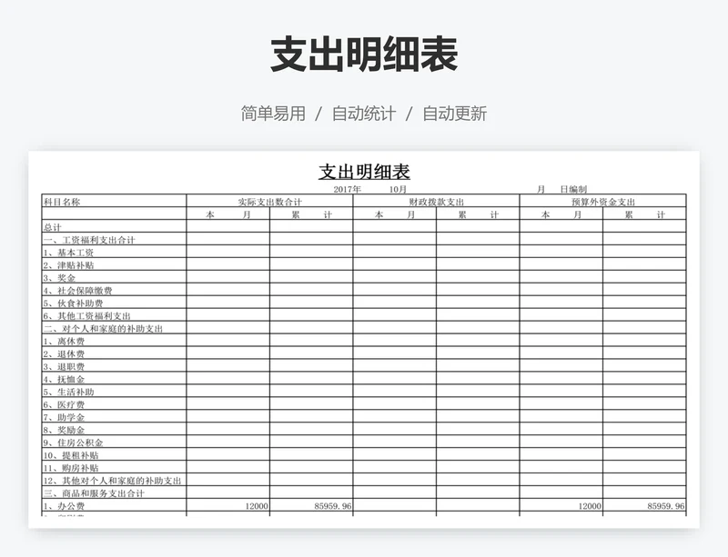 支出明细表