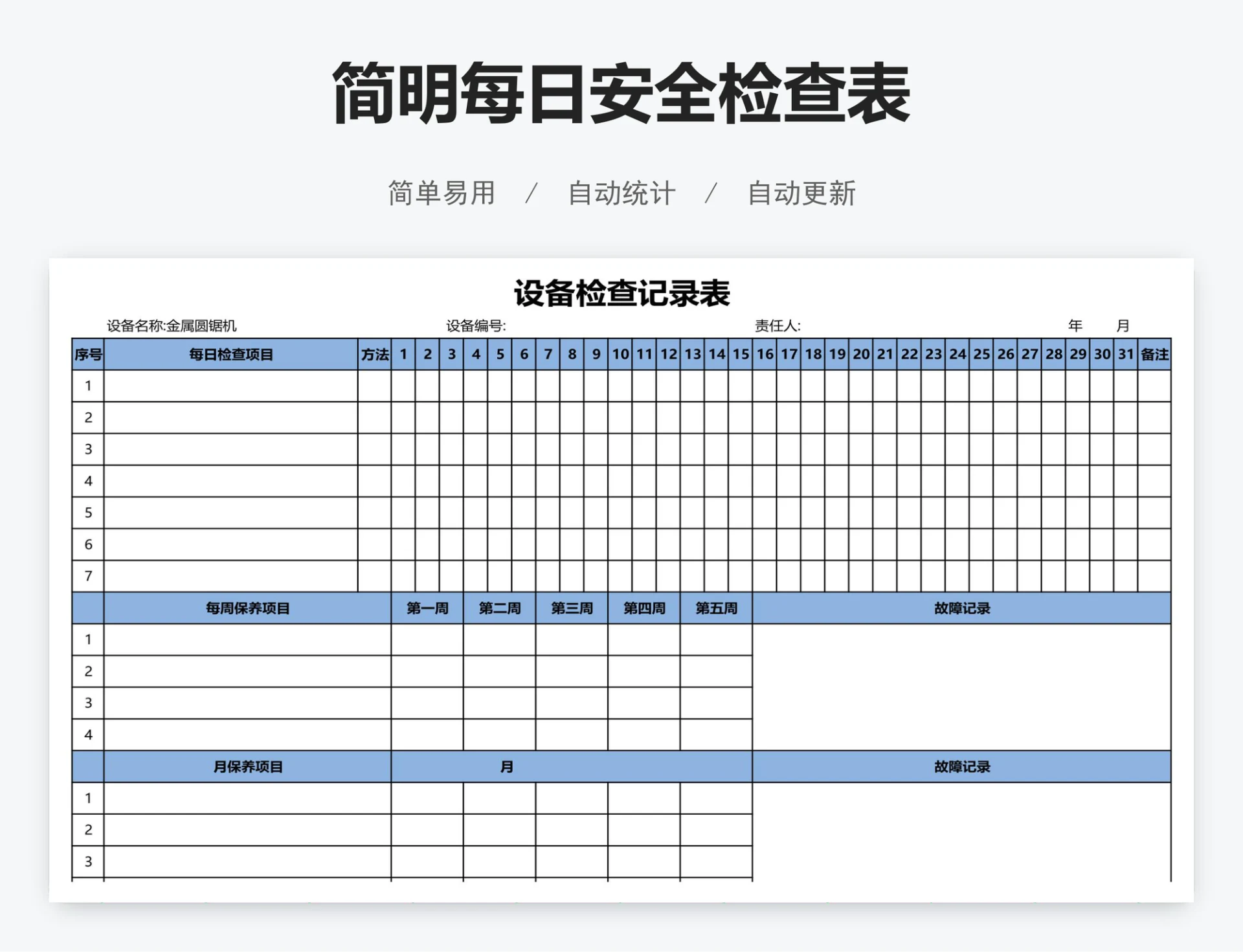 简明每日安全检查表