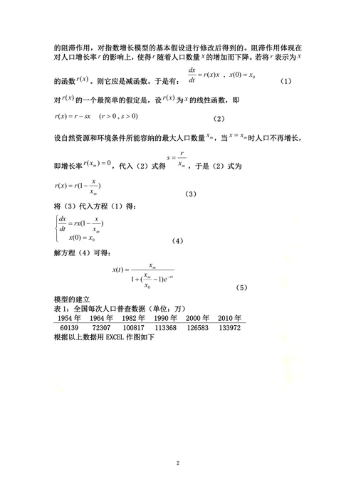 有关人口问题的数学建模论