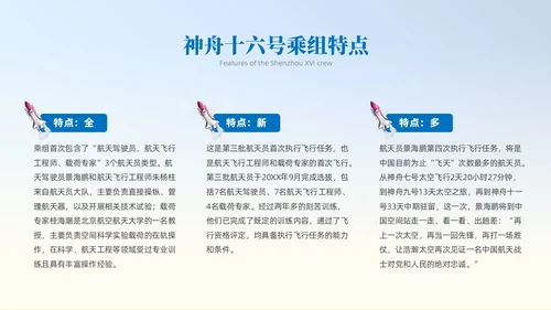 蓝色插画风中国航天三垂一远神州十六号课件