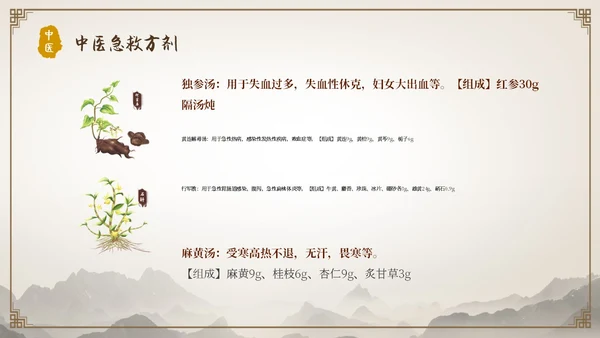中国古风人物针灸药材中医常用急救技术教学宣传演讲模板