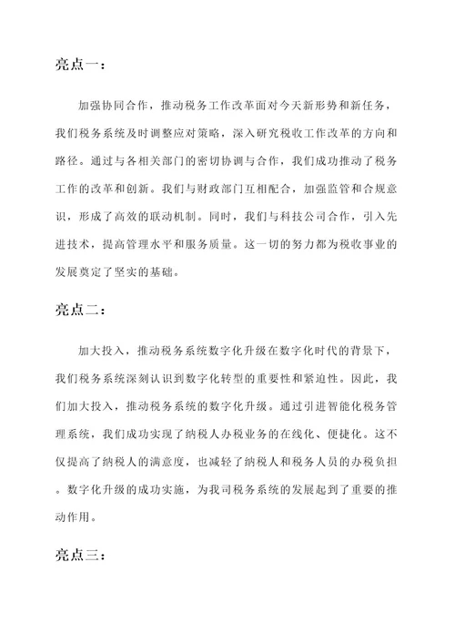 税务系统亮点工作汇报